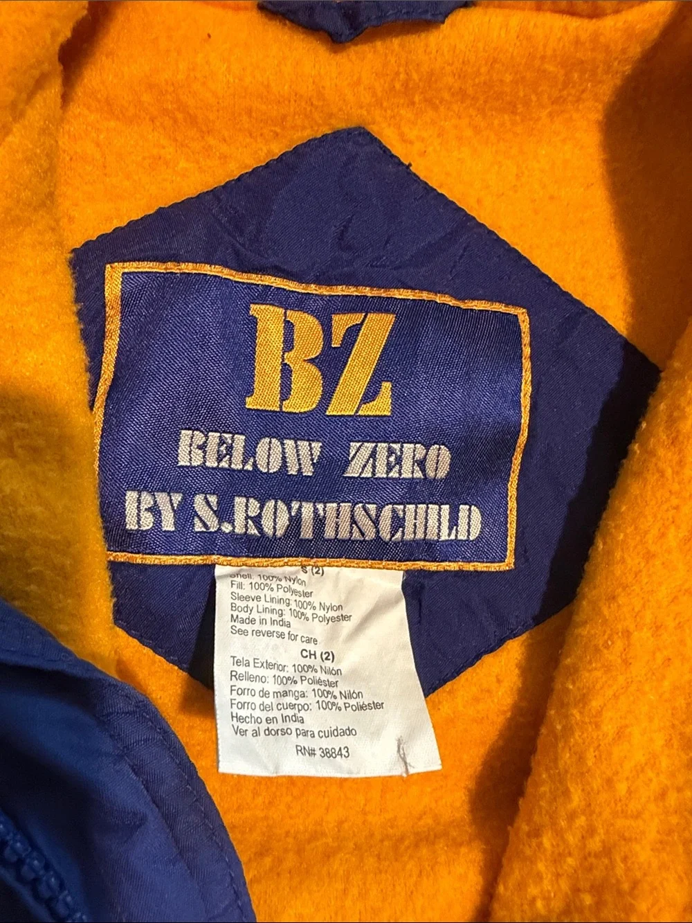 Kids Hooded Raincoat in Blue with Orange Lining